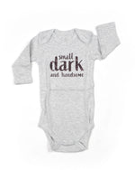 Load image into Gallery viewer, Small Dark and Handsome long sleeve onesie

