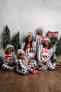 Black Family wearing Black Santa Christmas Pajamas