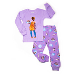 Load image into Gallery viewer, Purple Pajamas with a Black Baker on it
